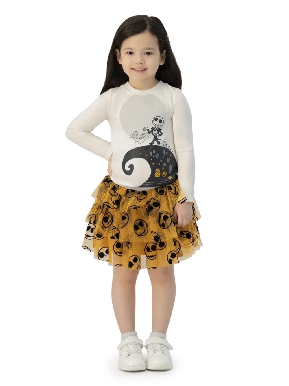 Disney Nightmare Before Christmas Orange Tulle Jack Skellington Skirt Sz 2T